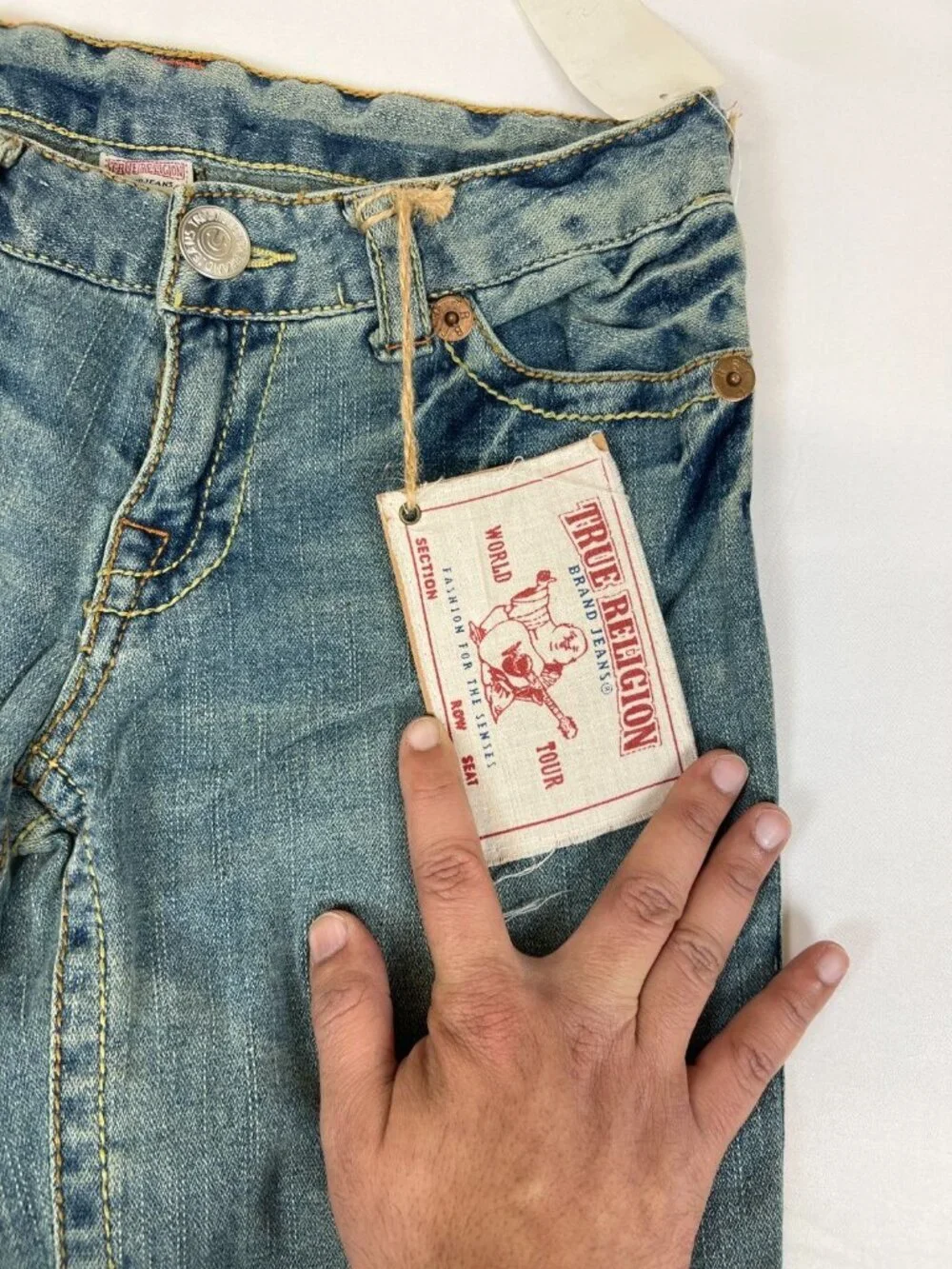 DEADSTOCK True Religion Joey Big T Jeans 28 Made in USA NWT Vintage Indigo Flare - Picture 5 of 12